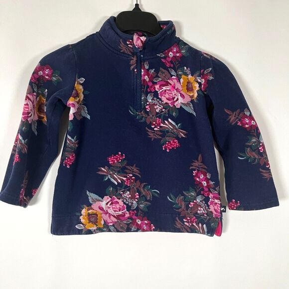 JOULES 1/4 Zip Sweatshirt Floral Little‎ Girl size 7-8 Outdoors Layers - Picture 1 of 13